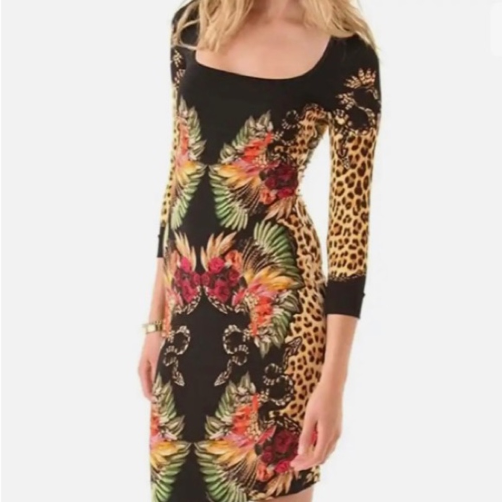 Just Cavalli Black and Multicolor Patterned Dress